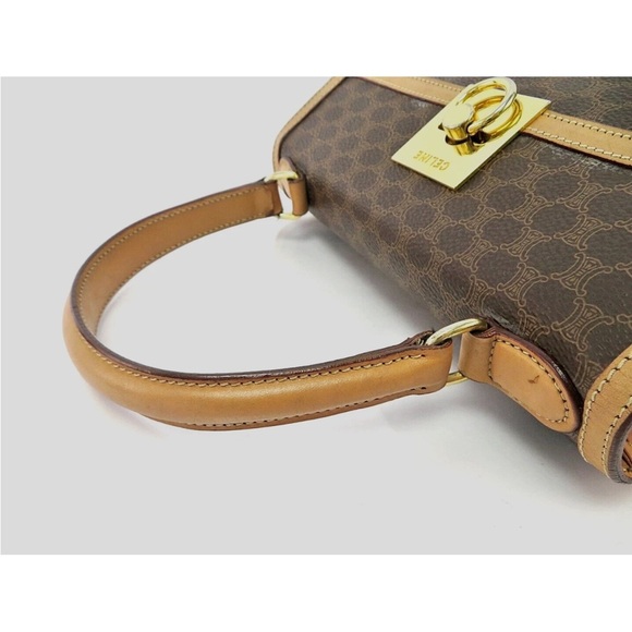 Celine Tan and Brown Patterned Satchel - Picture 7 of 11